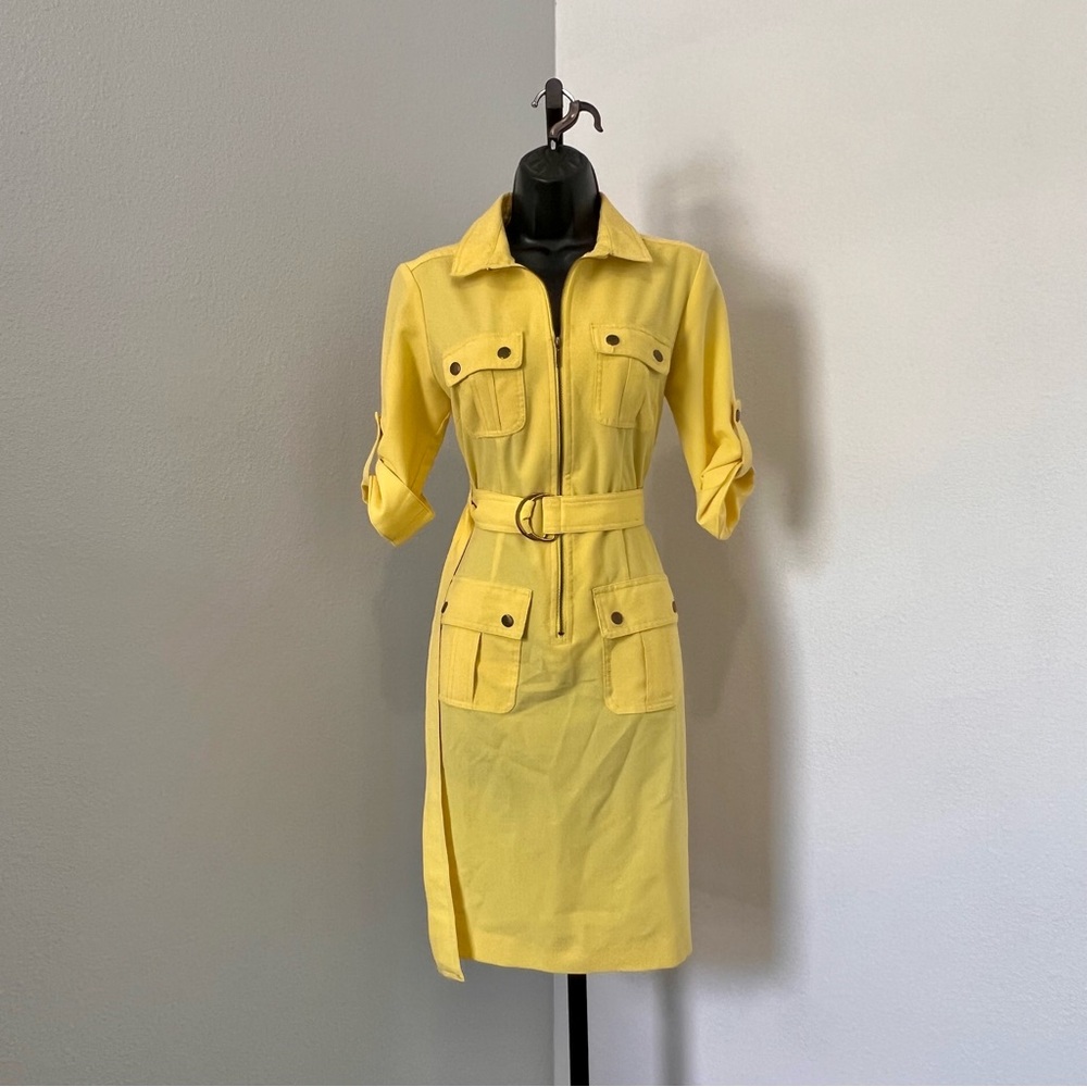 Yellow Y2K Denim Belt Dress ✨